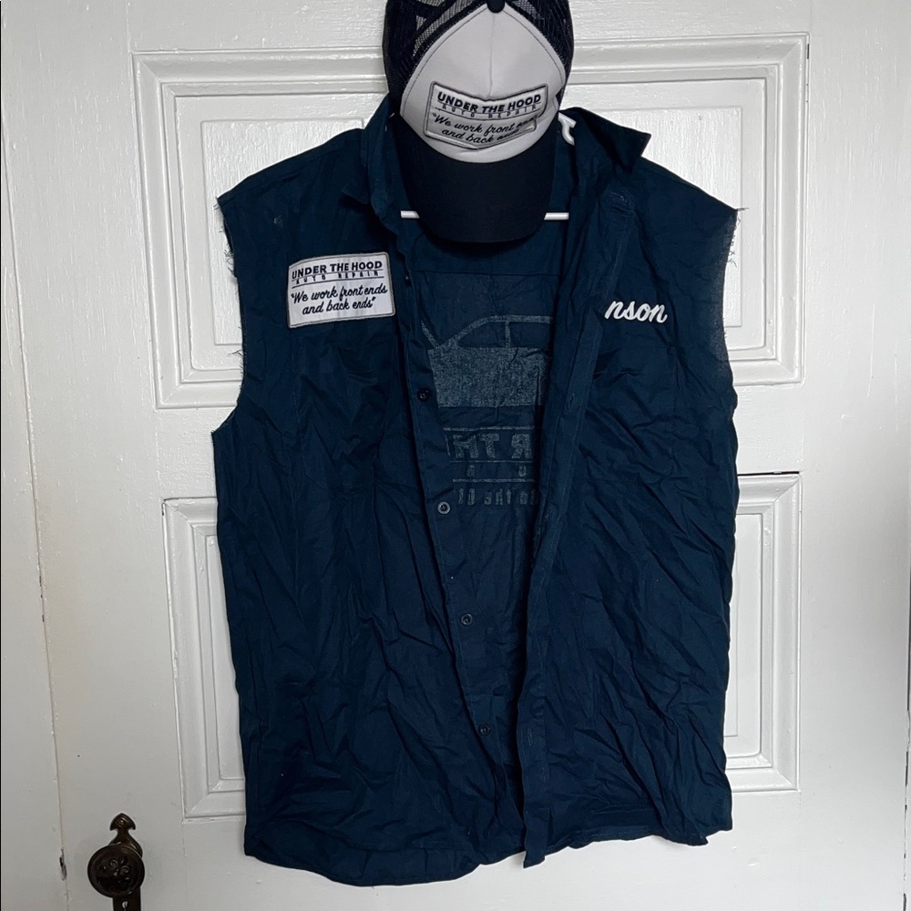 Spirit Halloween Funny Mechanic Shirt and Hat